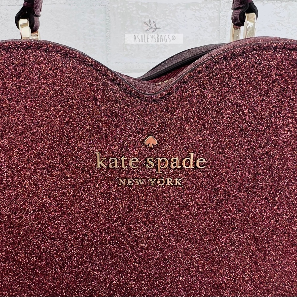 Kate Spade Love Shack Glitter Heart Purse Crossbody & Shimmy Card Holder Wallet - Picture 3 of 16